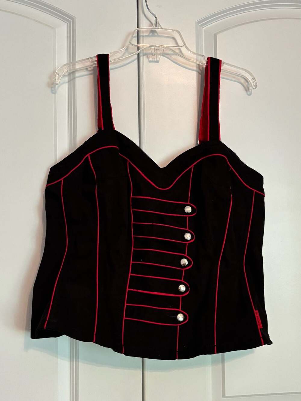 Tripp NYC Black and Red Contrast Band Corset Top